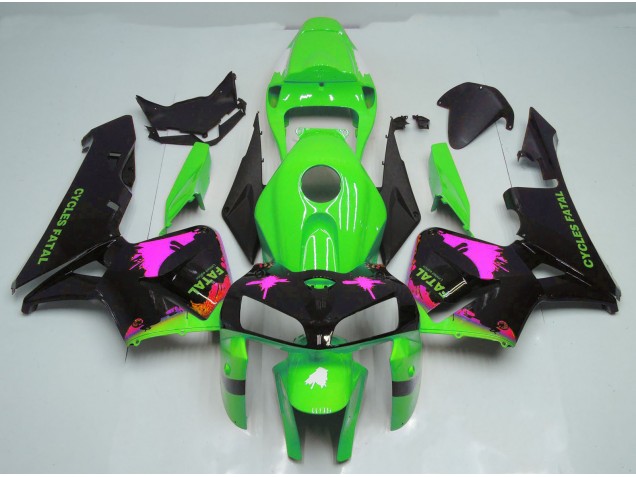 Salpicadura Rosa Sobre Verde 2005-2006 Honda CBR600RR Carenado Moto