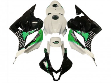 Salpicaduras De Color Blanco Brillante & Verde 2009-2012 Honda CBR600RR Carenado Moto