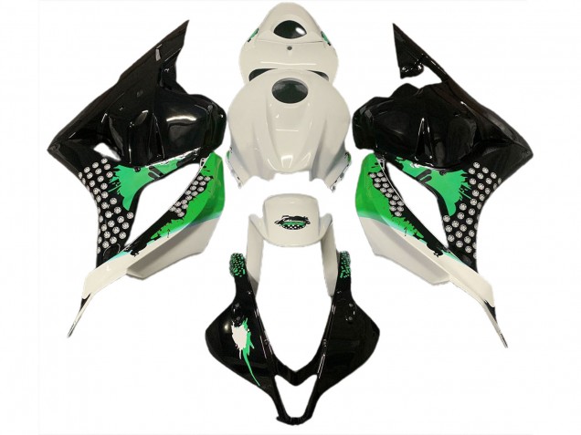 Salpicaduras De Color Blanco Brillante & Verde 2009-2012 Honda CBR600RR Carenado Moto