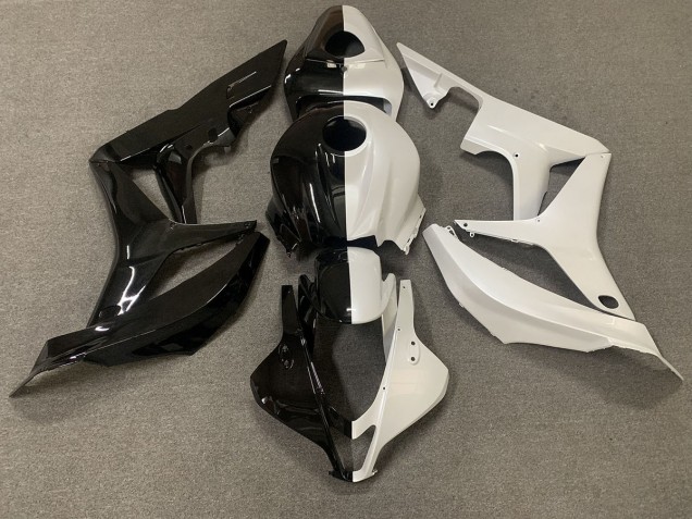 Split Negro Brillo / Blanco 2007-2008 Honda CBR600RR Carenado Moto Split Negro Brillo / Blanco 2007-2008 Honda CBR600RR Carenado Moto