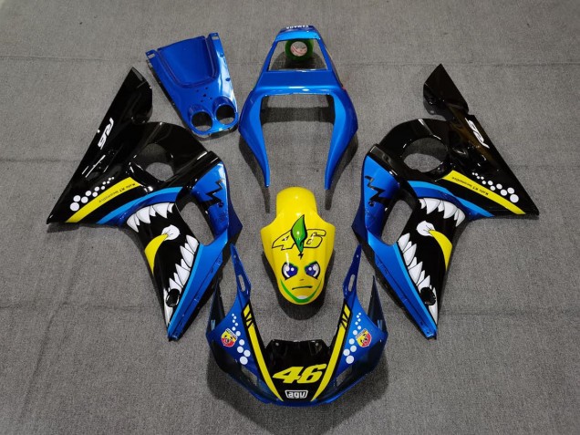 Tiburón Azul & Amarillo 1998-2002 Yamaha R6 Carenado Moto