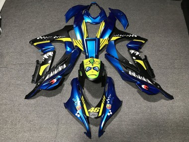 Tiburón Azul Metalizado 2016-2019 Kawasaki ZX10R Carenado Moto