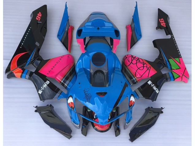 Tiburón Azul & Rosa 2005-2006 Honda CBR600RR Carenado Moto