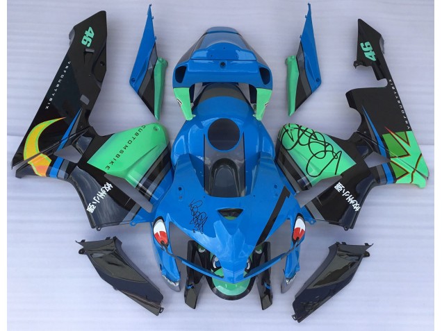 Tiburón Azul & Verde 2005-2006 Honda CBR600RR Carenado Moto
