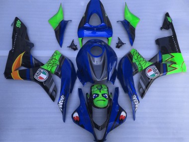 Tiburón Azul & Verde 2007-2008 Honda CBR600RR Carenado Moto