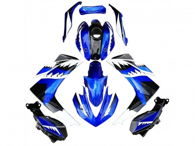Tiburón Blanco Azul & Negro 2015-2018 Yamaha R3 Carenado Moto