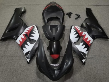 Tiburón Negro Mate 2005-2006 Kawasaki ZX6R Carenado Moto