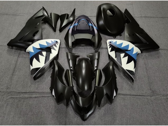 Tiburón Negro Mate & Azul Claro 2004-2005 Kawasaki ZX10R Carenado Moto