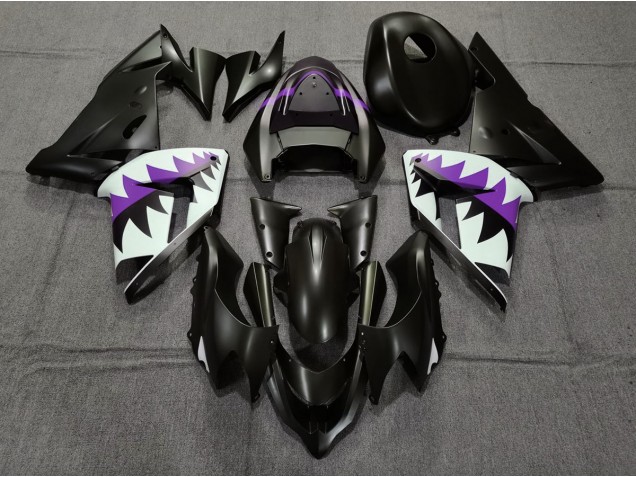 Tiburón Negro Mate & Morado 2004-2005 Kawasaki ZX10R Carenado Moto