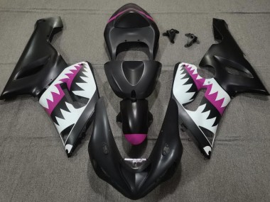 Tiburón Negro Mate & Rosa 2005-2006 Kawasaki ZX6R Carenado Moto
