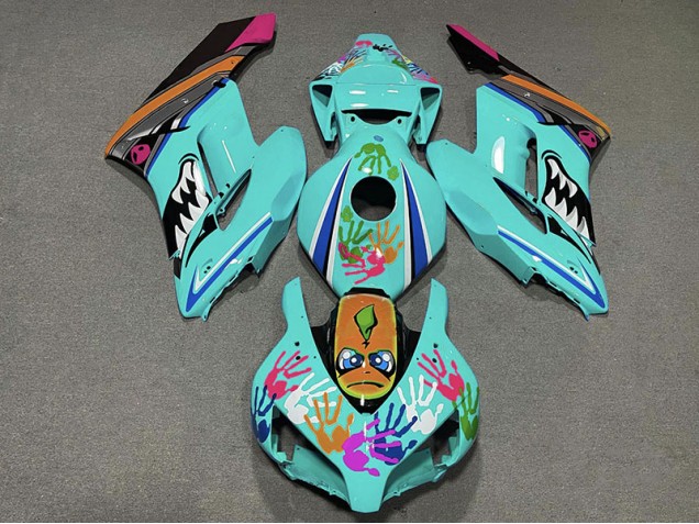 Tiburón Verde Azulado 2004-2005 Honda CBR1000RR Carenado Moto