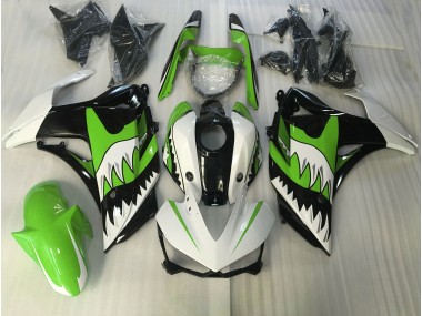 Tiburón Verde Lima & Blanco 2015-2018 Yamaha R3 Carenado Moto