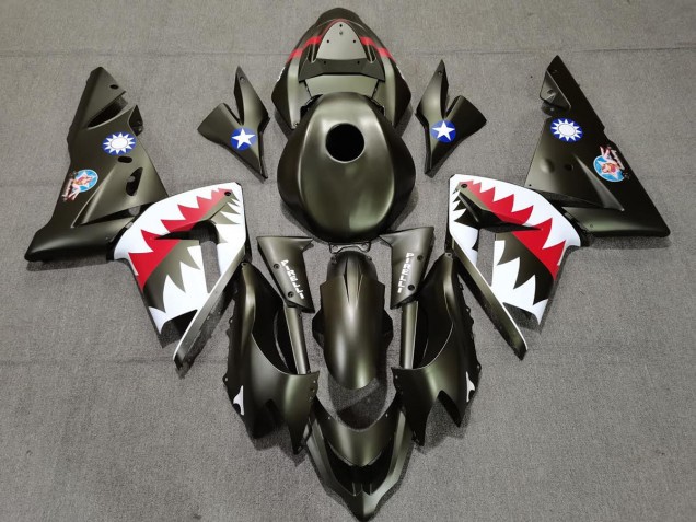 Tiburón Verde Militar 2004-2005 Kawasaki ZX10R Carenado Moto