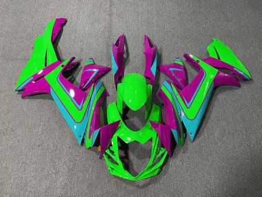 Verde Azul Claro & Magenta 2011-2024 Suzuki GSXR 600-750 Carenado Moto
