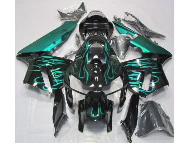 Verde Azulado Brillante Llama 2005-2006 Honda CBR600RR Carenado Moto