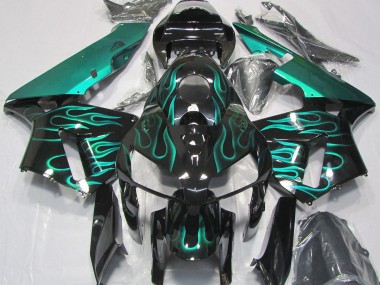 Verde Azulado Brillante Llama 2005-2006 Honda CBR600RR Carenado Moto