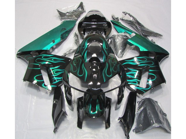Verde Azulado Brillante Llama 2005-2006 Honda CBR600RR Carenado Moto