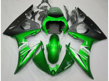 Verde Brillante & Blanco 2005 Yamaha R6 Carenado Moto