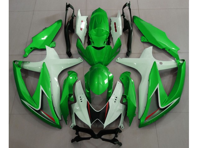 Verde Brillante & Blanco 2008-2010 Suzuki GSXR 600-750 Carenado Moto Verde Brillante & Blanco 2008-2010 Suzuki GSXR 600-750 Carenado Moto