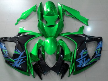 Verde Brillante & Negro 2006-2007 Suzuki GSXR 600-750 Carenado Moto