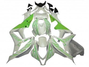 Verde Lima Llama Sobre Blanco 2007-2008 Honda CBR600RR Carenado Moto