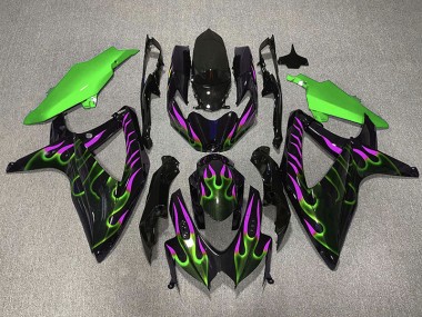 Verde & Magenta Llama 2008-2010 Suzuki GSXR 600-750 Carenado Moto