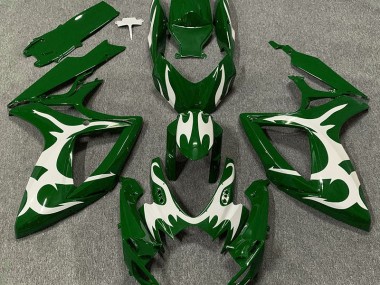 Verde Oscuro & Blanco 2006-2007 Suzuki GSXR 600-750 Carenado Moto