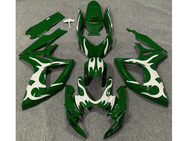 Verde Oscuro & Blanco 2006-2007 Suzuki GSXR 600-750 Carenado Moto