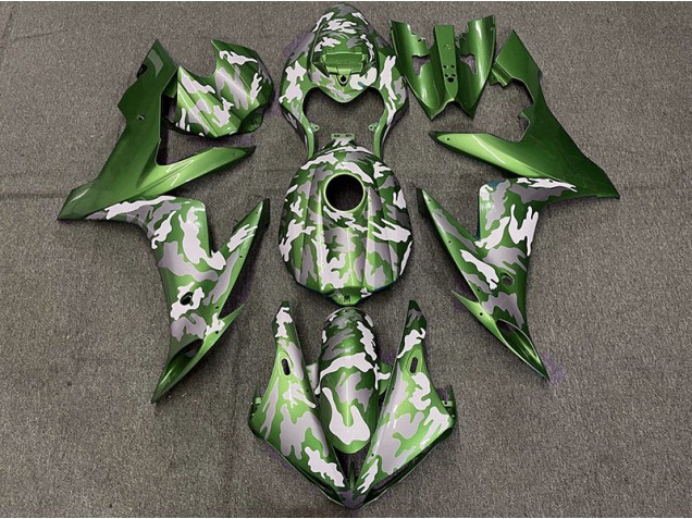Verde Oscuro Camuflaje 2004-2006 Yamaha R1 Carenado Moto Verde Oscuro Camuflaje 2004-2006 Yamaha R1 Carenado Moto