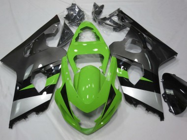 Verde & Plata 2004-2005 Suzuki GSXR 600-750 Carenado Moto