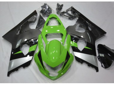 Verde & Plata 2004-2005 Suzuki GSXR 600-750 Carenado Moto