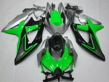 Verde & Plata 2008-2010 Suzuki GSXR 600-750 Carenado Moto