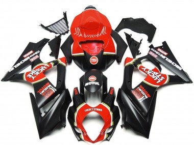 Vibrante Negro Mate Personalizado Lucky Strike 2007-2008 Suzuki GSXR 1000 Carenado Moto